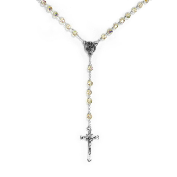 Silver and Swarovski Crystal Rosary, translucent