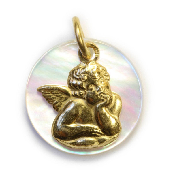 Angel Medal on Mother-of-pearl