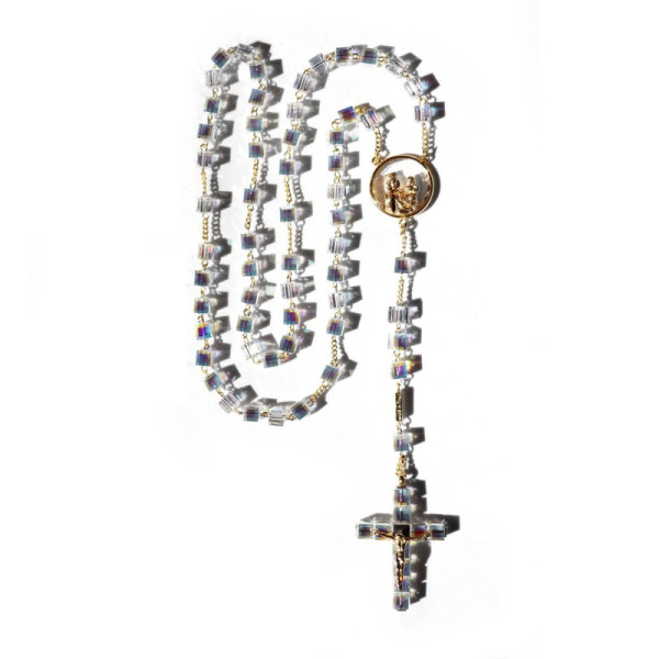 Special Swarovski design rosary, silver and gold