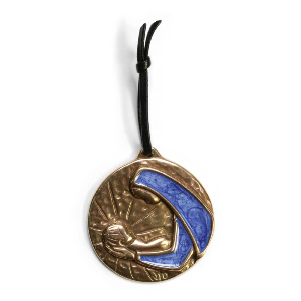 Birth Medallion, enamelled bronze