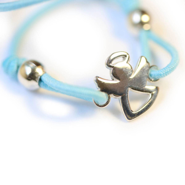 Blue bracelet, silver angel