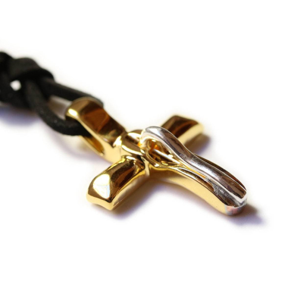 Gold-plated bronze and silver Francesco cross