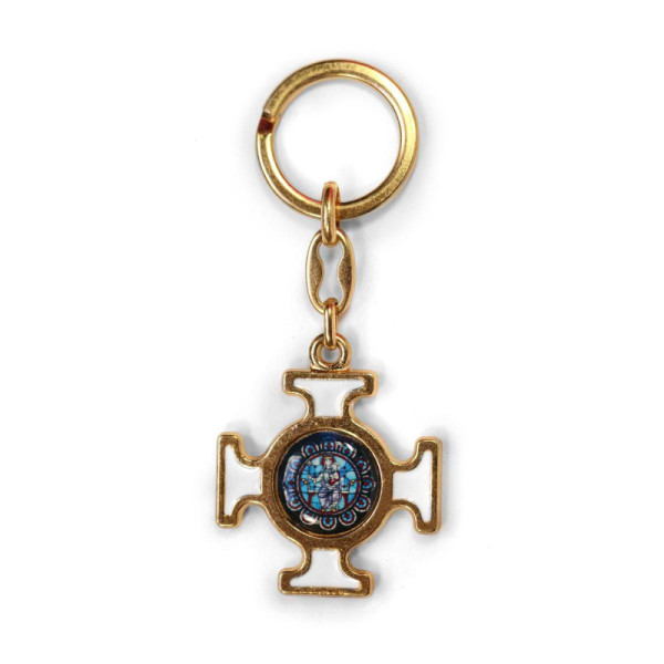 Gold-plated and white key chain