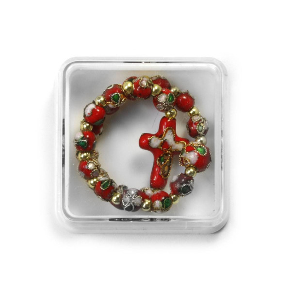 Bracelet of red cloisonné enamel beads